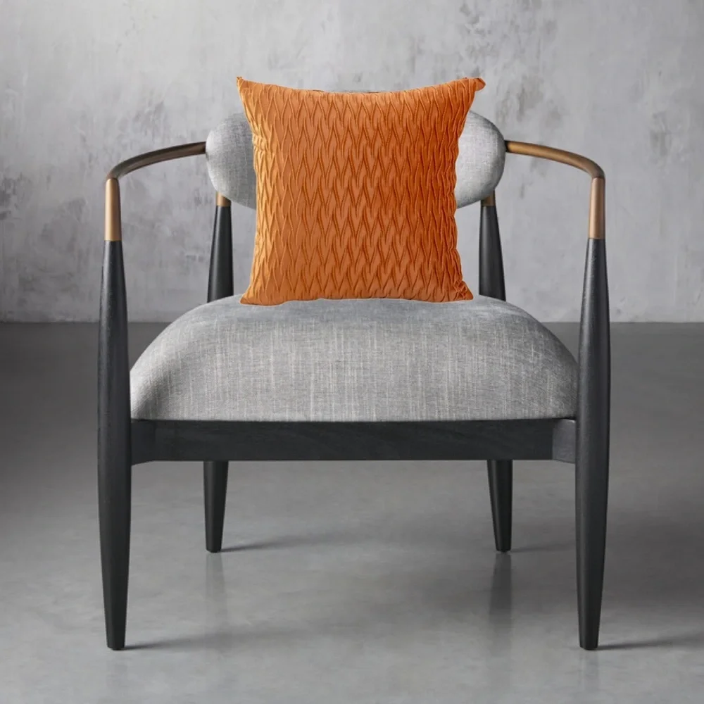 Luxury Home | BohoChic Burnt Orange Soft Velvet Wavy Textured Throw Pillow Cover